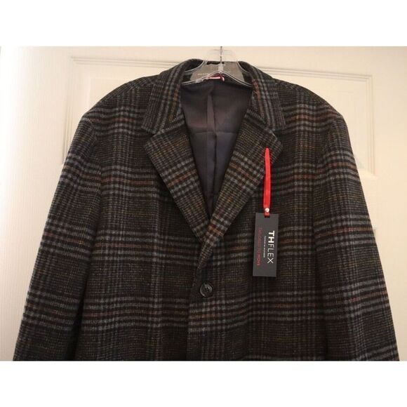 Tommy Hilfiger Men's Sz 38 Short Multi Addison Wool Blend Trim Fit Overcoat $395 - Picture 4 of 13